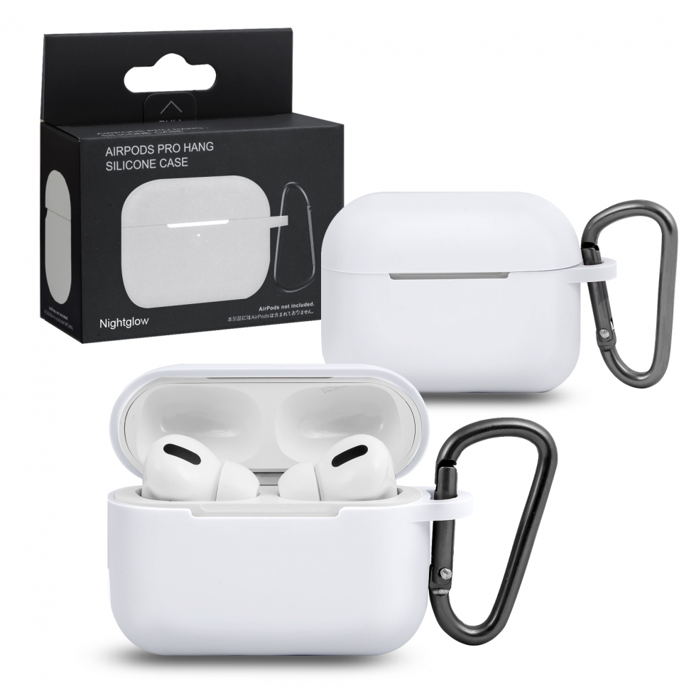 Чехол Airpods Pro Hang Silicon Сase с карабином   SL white