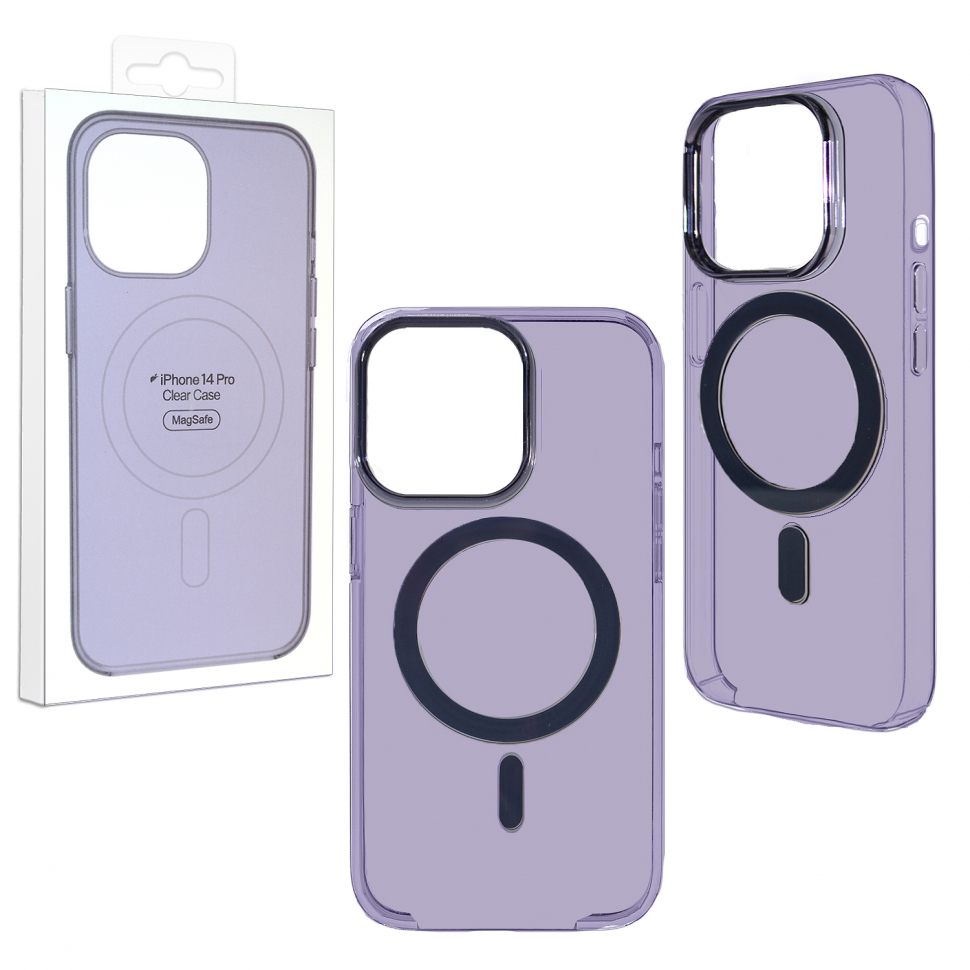 Чехол 14 Pro Clear Case Purple (MagSafe + анимация NFC Clear ) ORG
