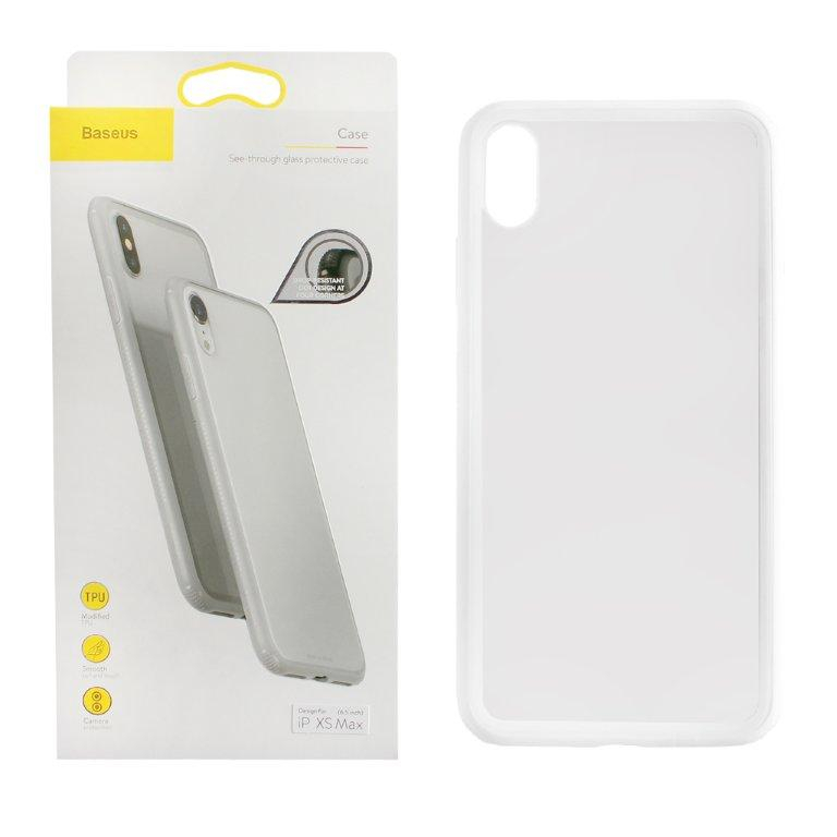 Чехол iPhone XS Max Baseus Стекло прозрачный с белым
