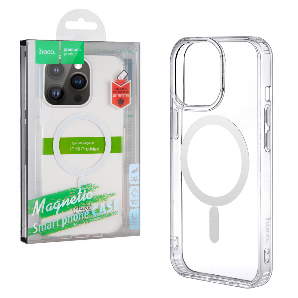 Чехол iPhone 15 Pro Max Hoco TPU прозрачный MagSafe