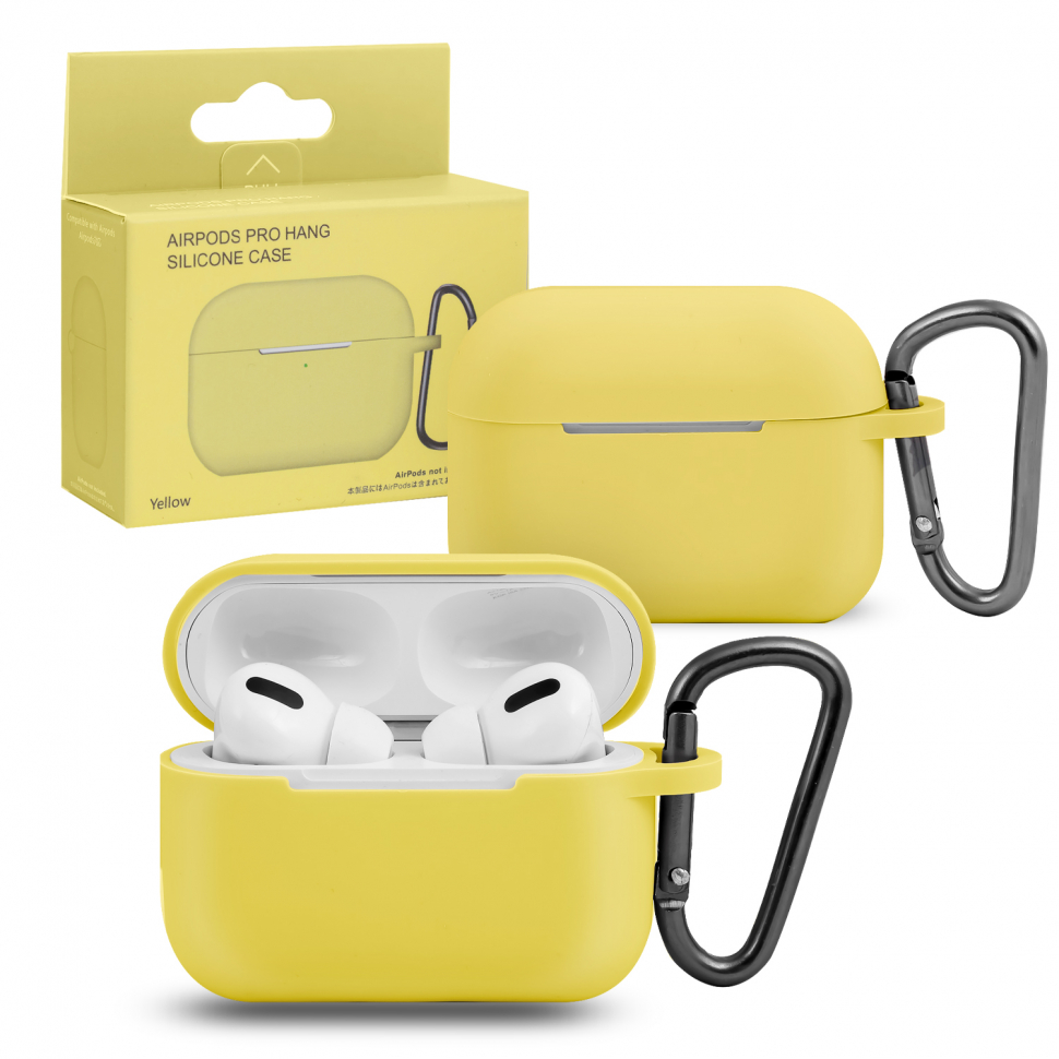 Чехол Airpods Pro Hang Silicon Сase с карабином   SL yellow