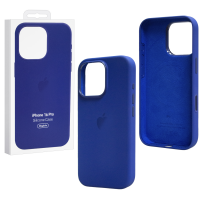 Чехол iPhone 16 Pro Silicon Case  (MagSafe + анимация NFC Clear) c LOGO Briliant Blue