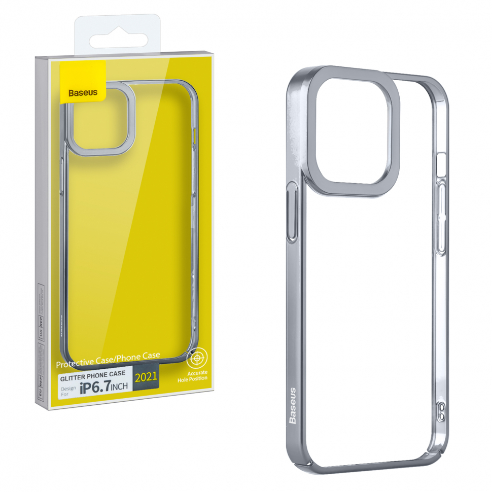 Чехол iPhone 13 Pro Max (6.7) Glitter Phone Case Baseus серебро