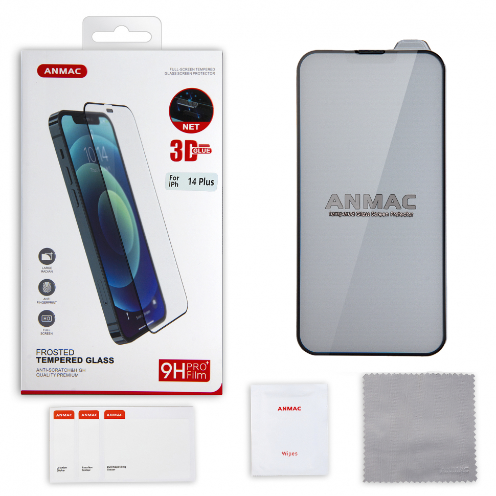 Защитное стекло iPhone 14 Plus (6.7) ANMAC 3D матовый с сеточкой Арт.1137422