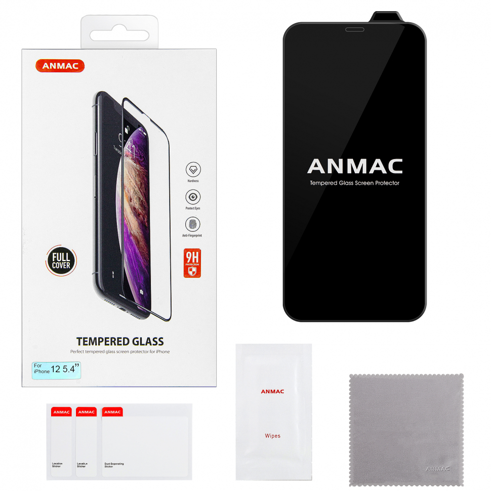 Защитное стекло iP 12 Mini Full Cover ANMAC черный Арт.1137221