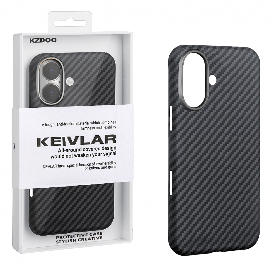 Чехол iPhone 16 Kevlar Black K-DOO