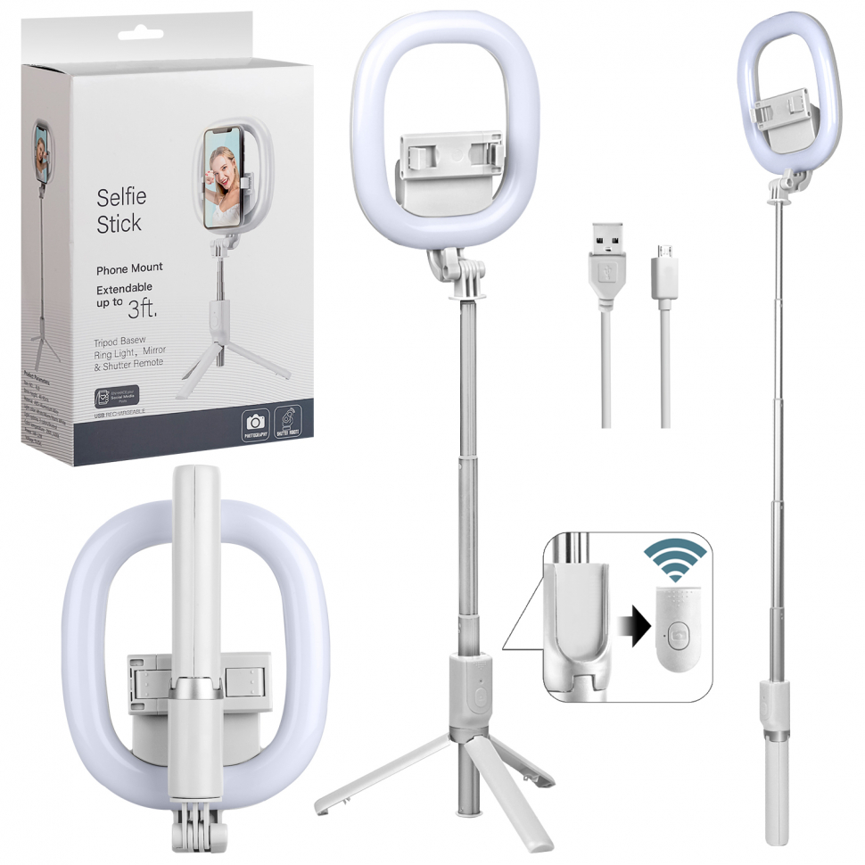 Селфи кольцо R10 белое