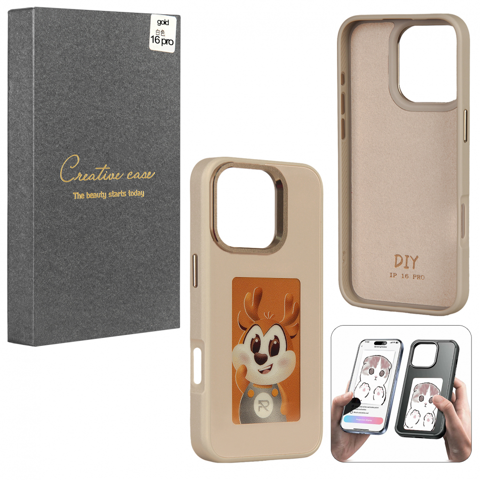 Чехол iPhone 16 Pro Gold с проекцией