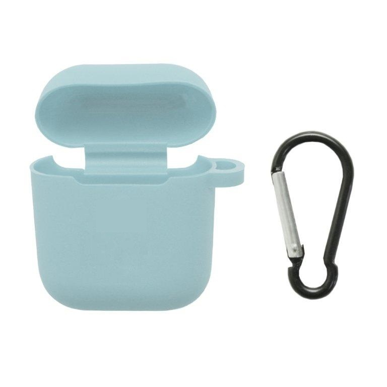 Чехол Airpods 1/2 Silicon Case Apple Light Blue (c LOGO)