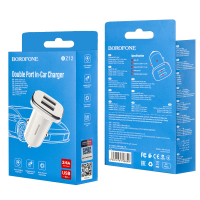 Переходник BZ12 АЗУ на 2 USB 2.4A Borofone белый