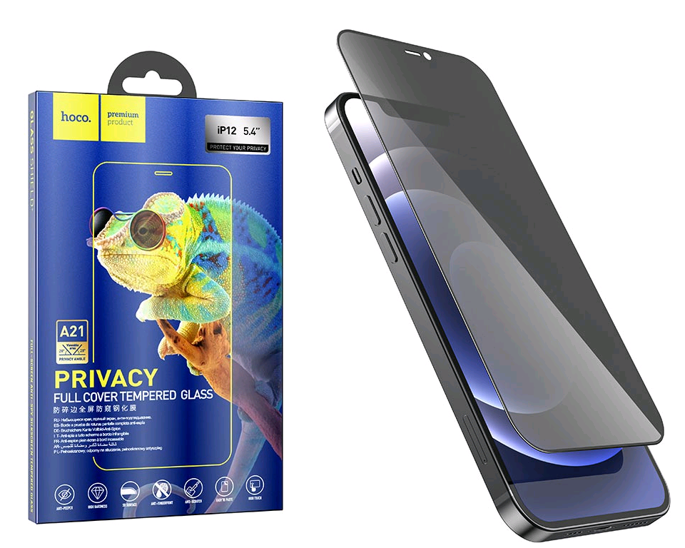 Защитное стекло iPhone 12 mini (5.4) анти-шпион (A21) Hoco black