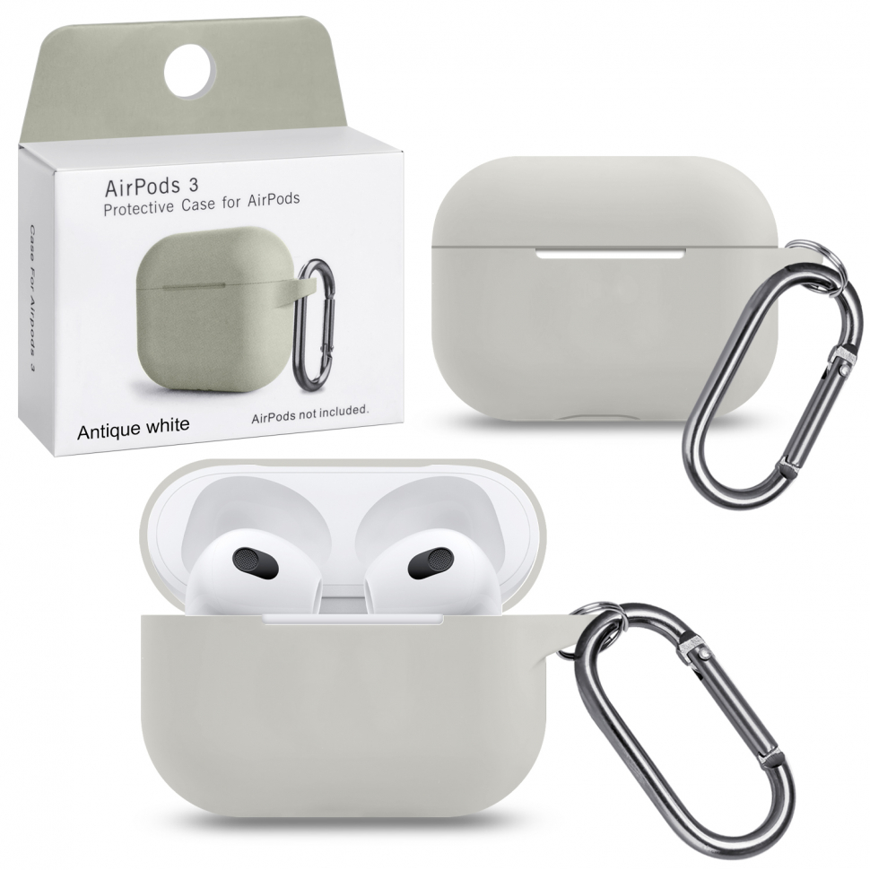 Чехол Airpods 3 Antique white с карабином #2