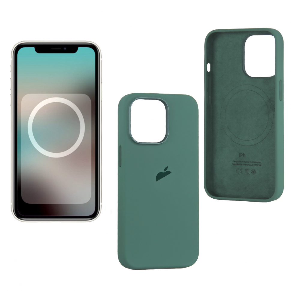 Чехол iPhone 13 Pro Silicon Case  Eucalyptus (MagSafe + анимация NFC) c LOGO