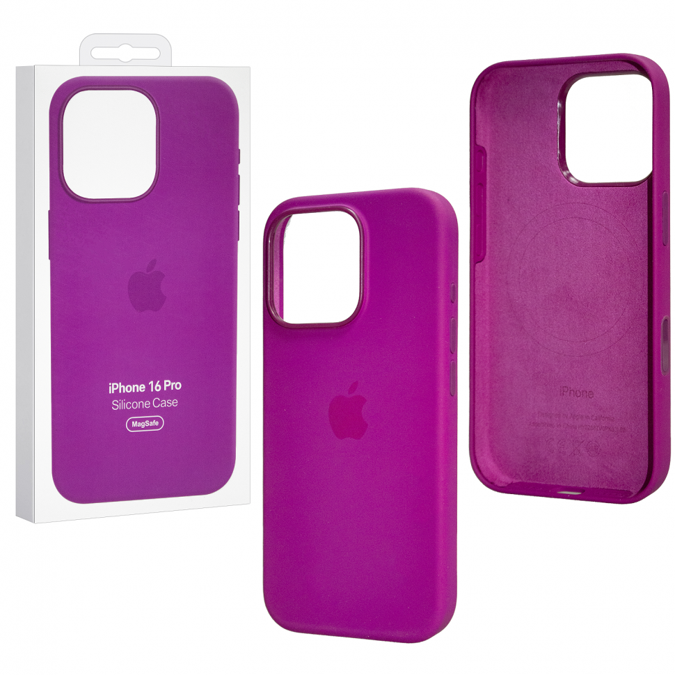 Чехол iPhone 16 Pro Silicon Case  (MagSafe + анимация NFC Clear) c LOGO Moonlit Red