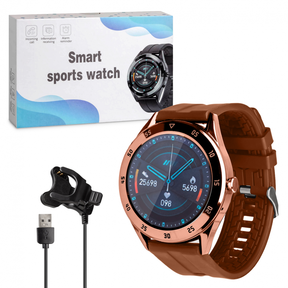 Фитнес-браслет Y10 коричневый + золото (БЕЗ ВОЗВРАТА И ОБМЕНА)