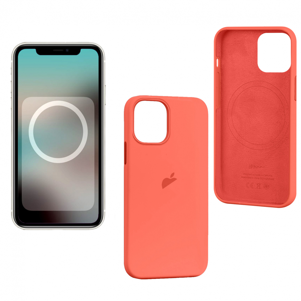 Чехол iPhone 13 Silicon Case  Nectarine (MagSafe + анимация NFC) c LOGO