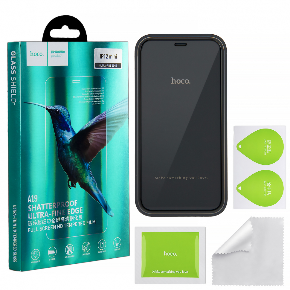 Защитное стекло iPhone 12 Mini Full Glue (A19) Hoco черное