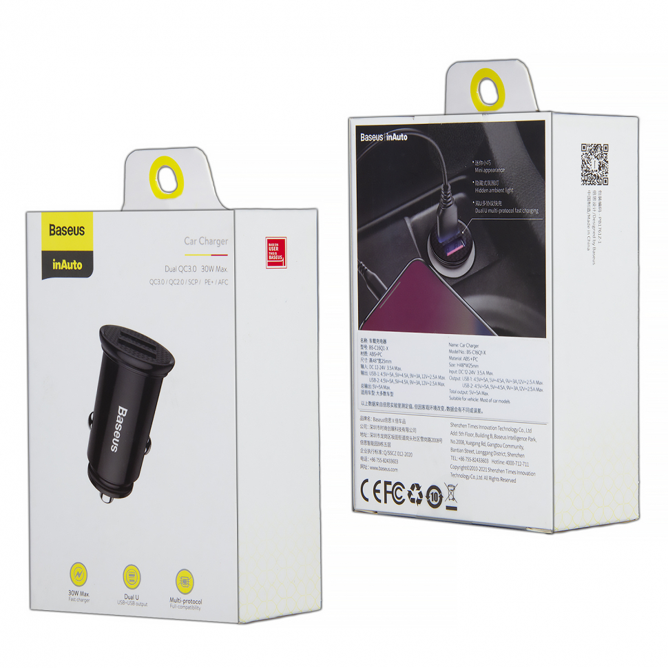 Переходник АЗУ на 2 USB 30W CCALL-YD01 Baseus  черный