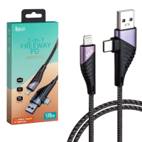 *Кабель 2 в 1 USB/Type-C на Lightning 3А PD Freeway 1.2м ISA U95