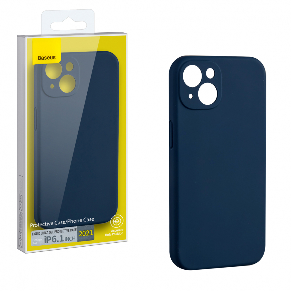 Чехол iPhone 13 (6.1)  Liquid Silica Gel Protective Case Baseus синий