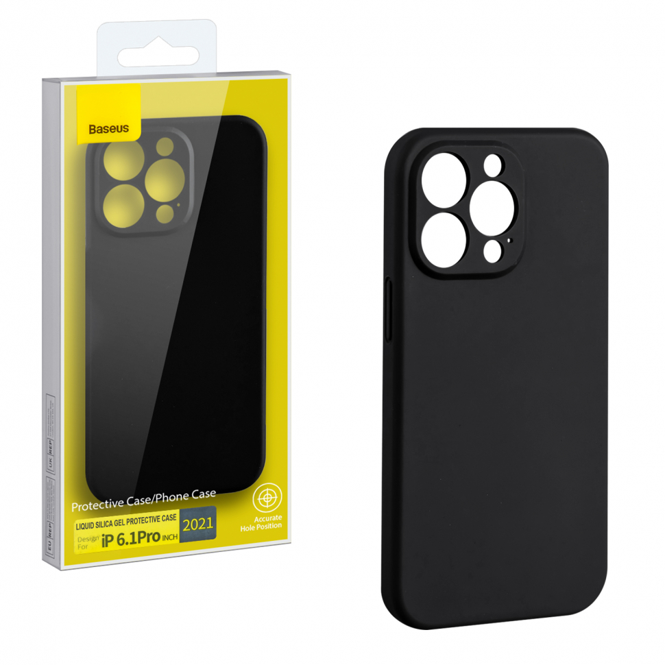 Чехол iPhone 13 Pro (6.1) Liquid Silica Gel Protective Case Baseus черный