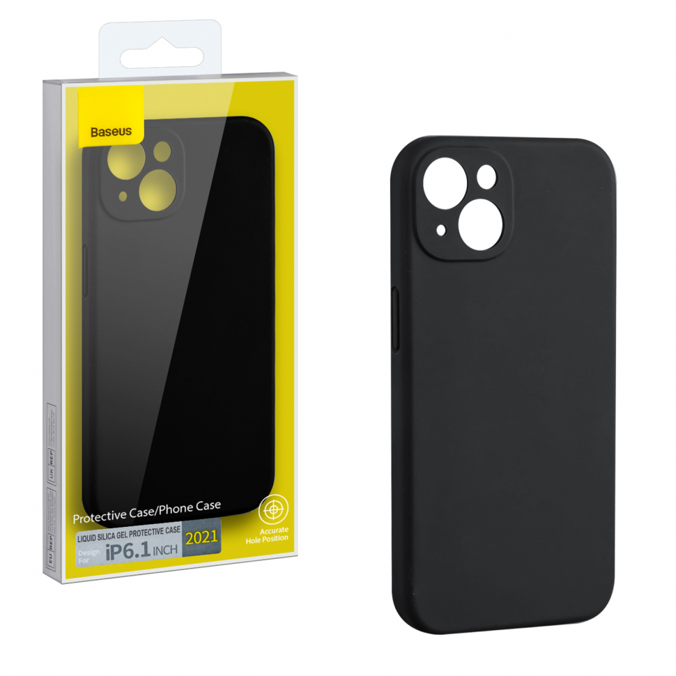 Чехол iPhone 13 (6.1)  Liquid Silica Gel Protective Case Baseus черный