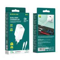 * СЗУ BN4 Type-C на Lightning PD20W + USB QC3.0 Borofone белый