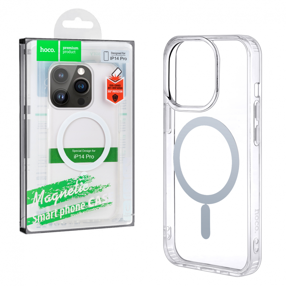 Чехол iPhone 14 Pro (6.1) Hoco TPU прозрачный MagSafe