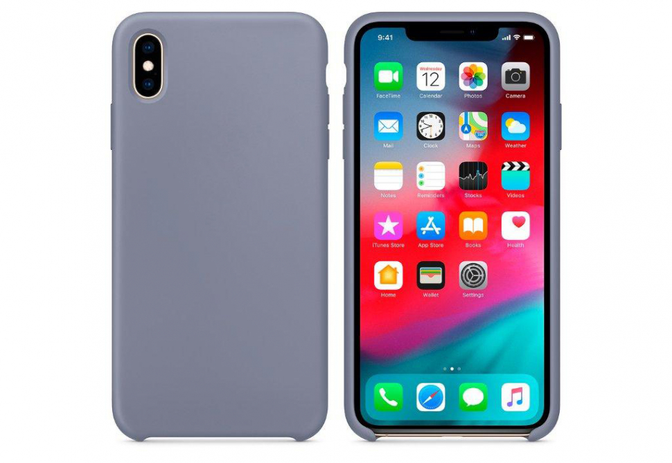Чехол iPhone XS Max Silicon Case  Lavander Gray (c LOGO)