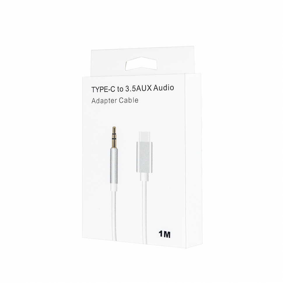 Кабель AUX TYPE-C - 3.5mm. TPE белый 1M ( 500шт/кор )
