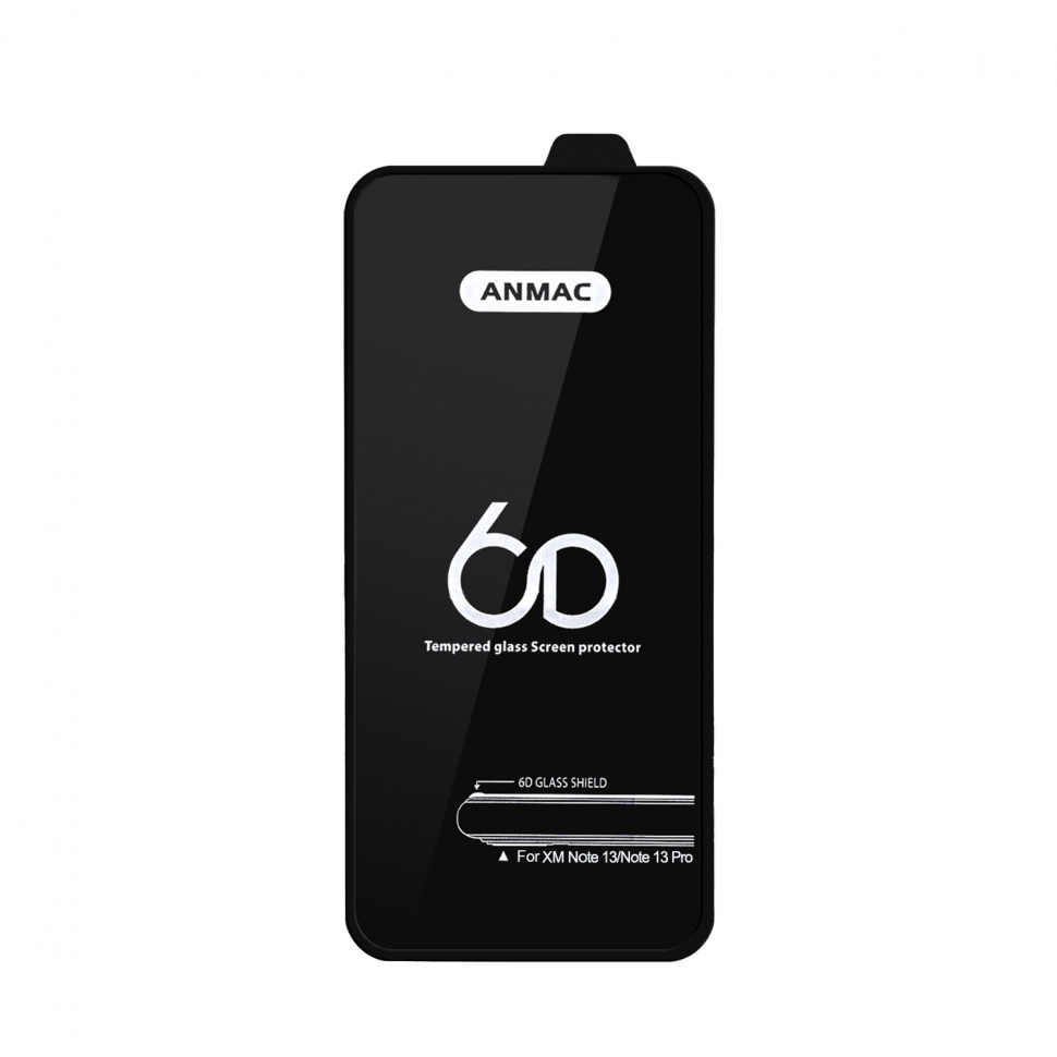 Защитное стекло XM Note 13/Note 13 Pro Anmac 6D Black без упаковки Арт.1137483 (10 шт./уп.)