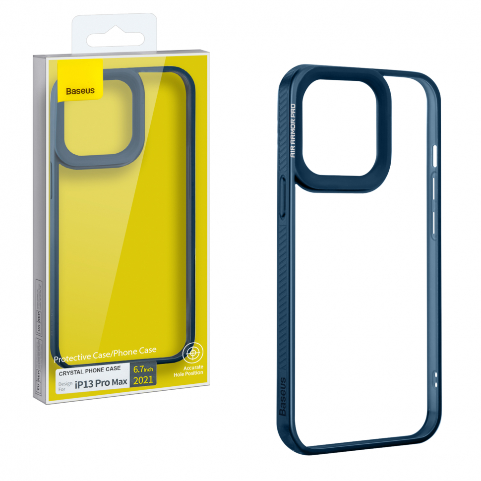 Чехол iPhone 13 Pro Max (6.7) Crystal Phone Case Baseus темно-синий