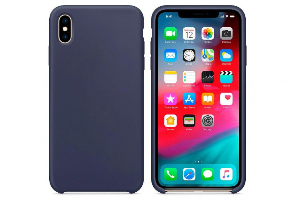 Чехол iPhone XS Max Silicon Case  Midnight Blue (c LOGO)