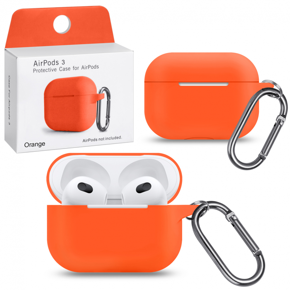 Чехол Airpods 3 Orange с карабином #13