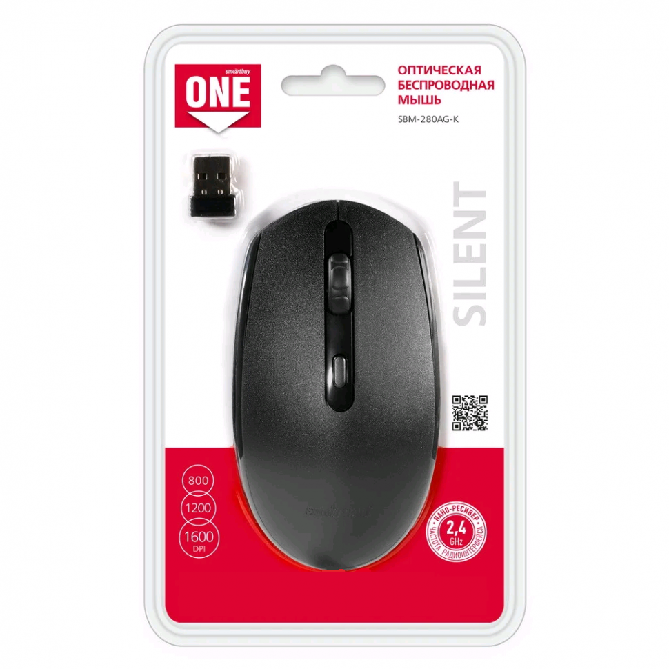 Мышь беспроводная Smartbuy ONE 280AG черная (SBM-280AG-K) /40