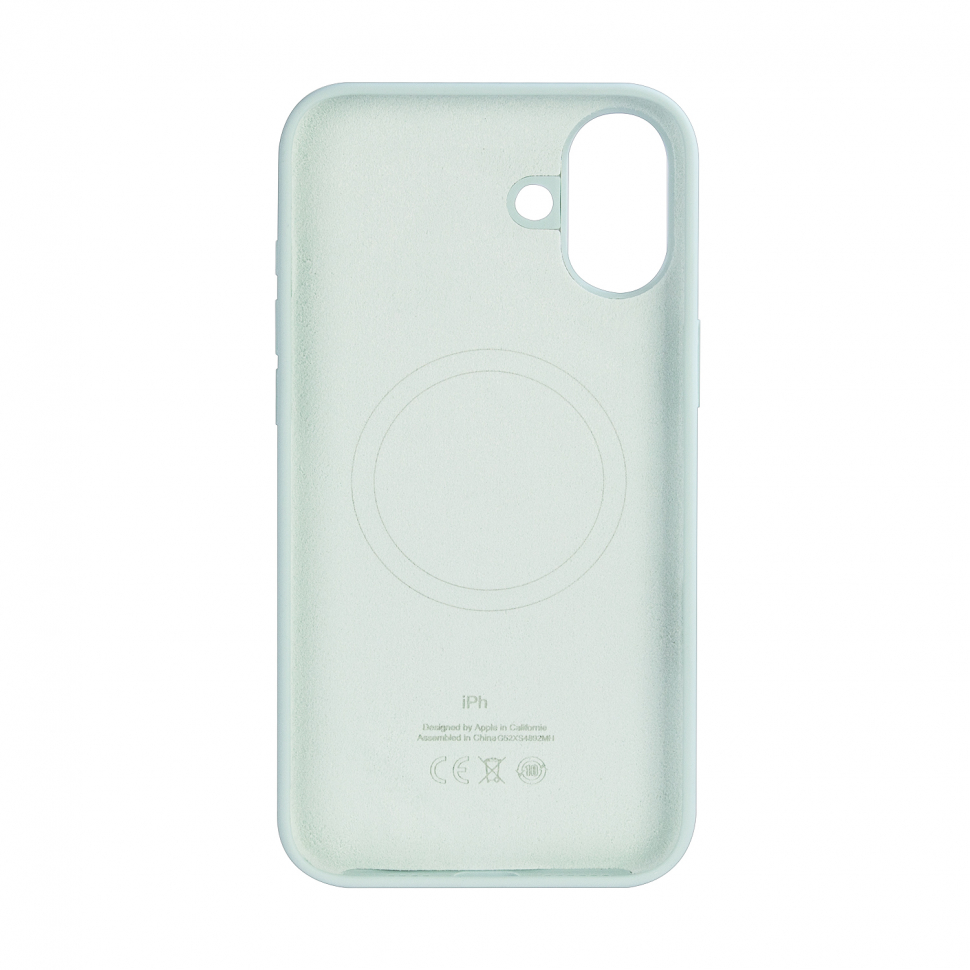 Чехол iPhone 16 Plus Silicon Case  Aquamarine (MagSafe + анимация NFC) c LOGO