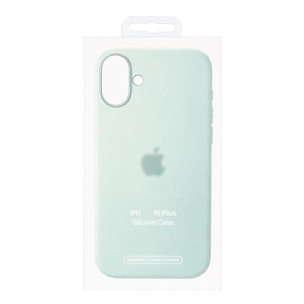 Чехол iPhone 16 Plus Silicon Case  Aquamarine (MagSafe + анимация NFC) c LOGO