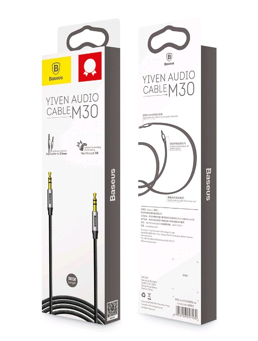 Кабель AUX 1м M30 Baseus черный CAM30-BS1