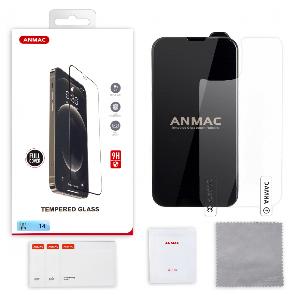 Защитное стекло iPhone 14 (6.1) Full Cover ANMAC черное Арт.1137404