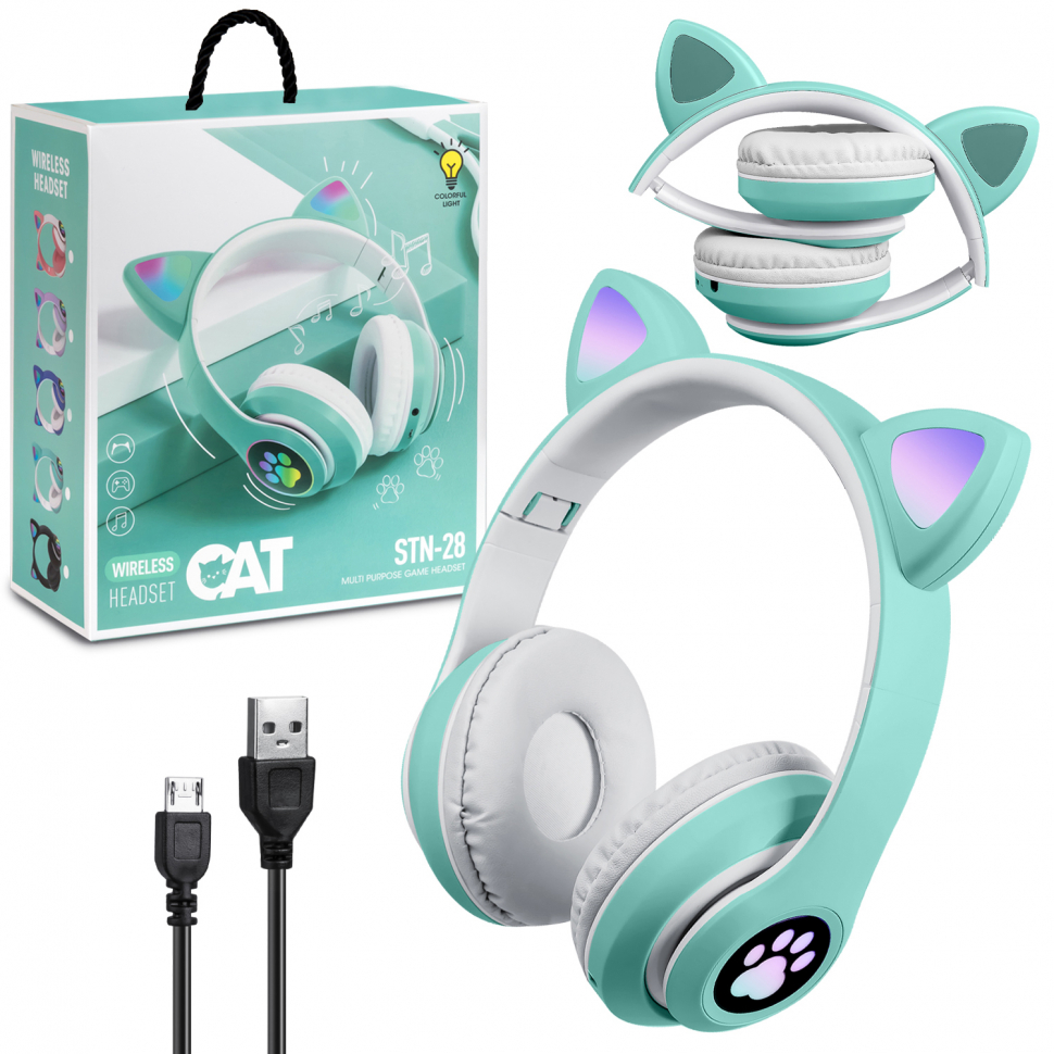 Наушники Bluetooth STN-28 зеленые (80шт/кор)