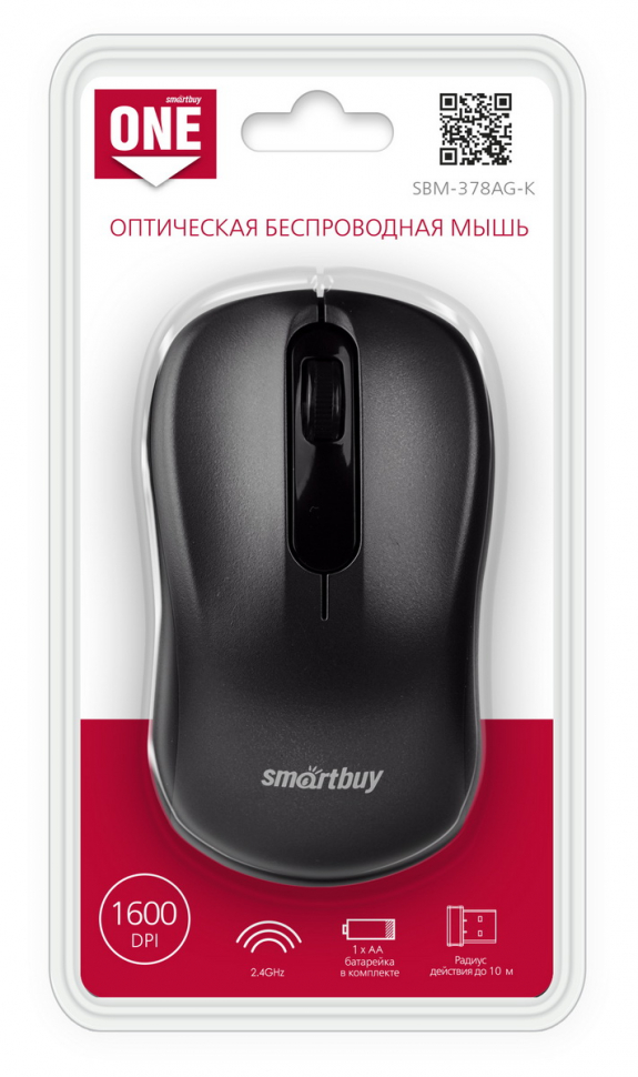 Мышь беспроводная Smartbuy ONE 378 черная (SBM-378AG-K) / 40