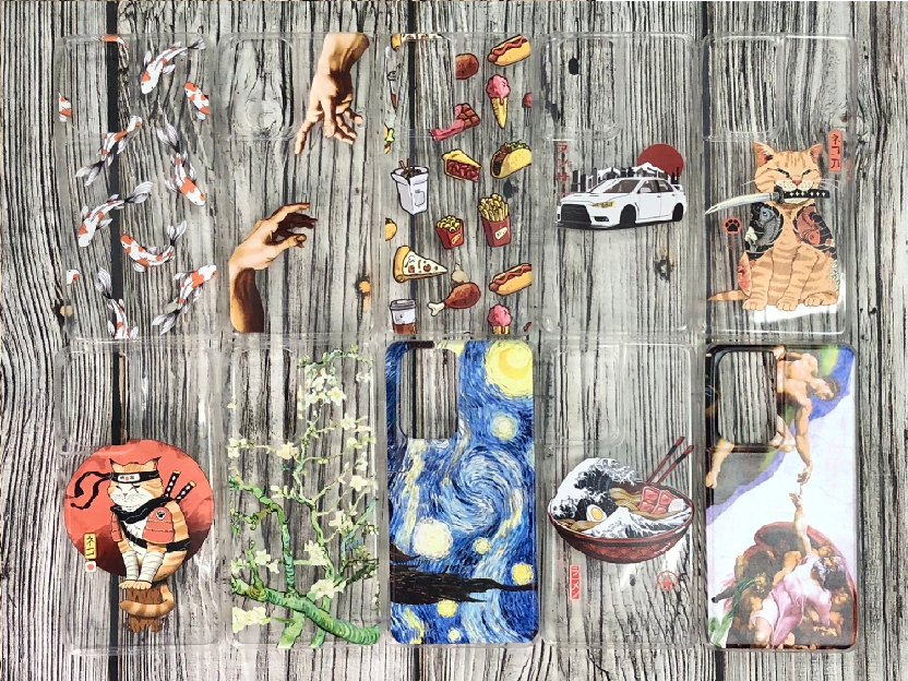 Чехол Samsung S21 Ultra TPU 1.0mm прозрачный с принтами в ассортименте