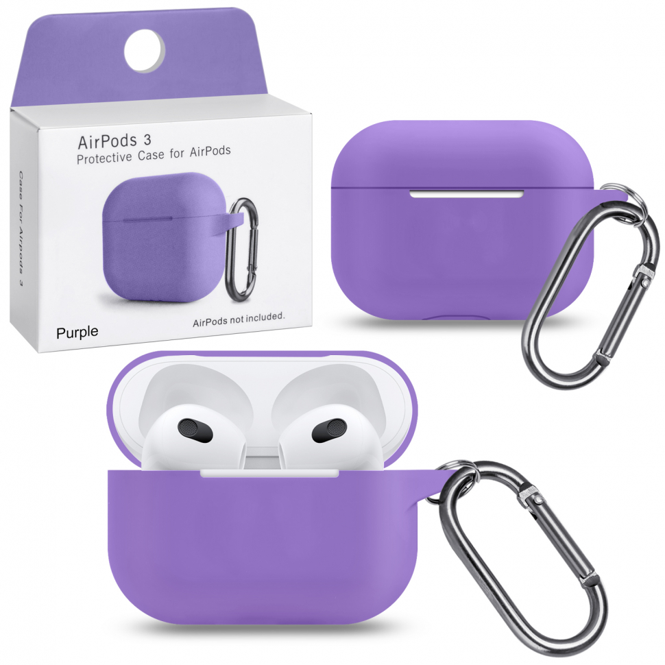 Чехол Airpods 3 Purple с карабином #14