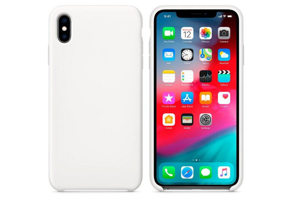 Чехол iPhone XS Max Silicon case  White (c LOGO)
