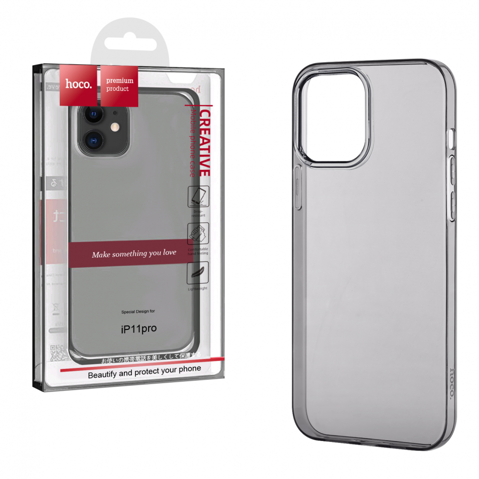 Чехол iPhone 11 Pro Light series TPU HOCO прозрачный черный