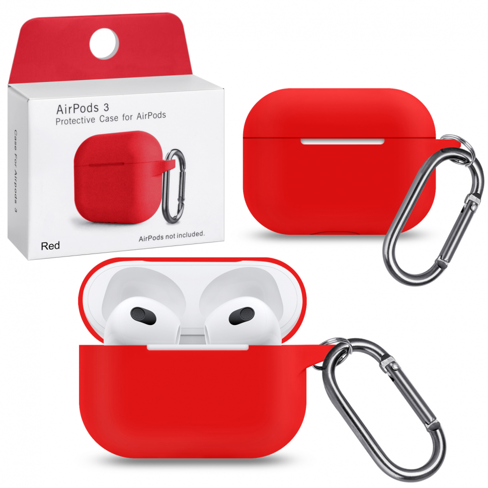 Чехол Airpods 3 Red с карабином #16