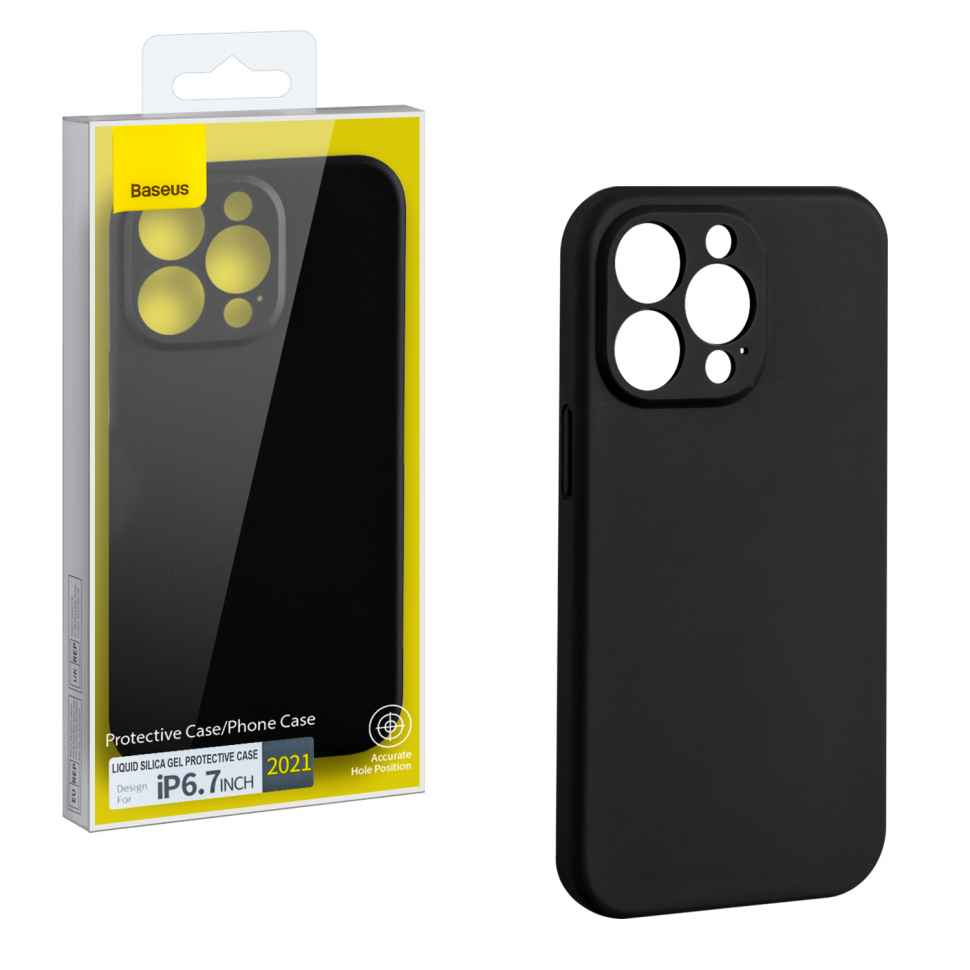 Чехол iPhone 13 Pro Max (6.7) Liquid Silica Gel Protective Case Baseus черный