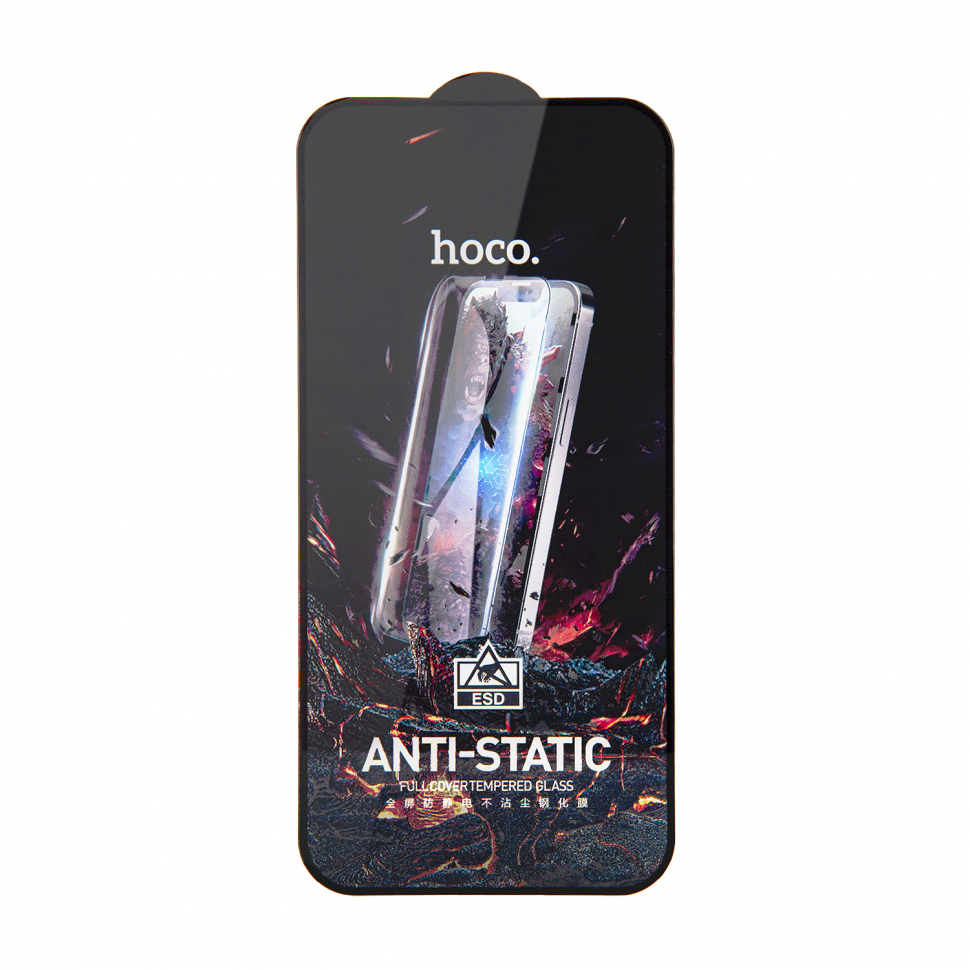 Защитное стекло iPhone 15 Plus/iPh 16 Plus Full Screen Anti-Static G10 Hoco Black без уп. (25 шт./уп)