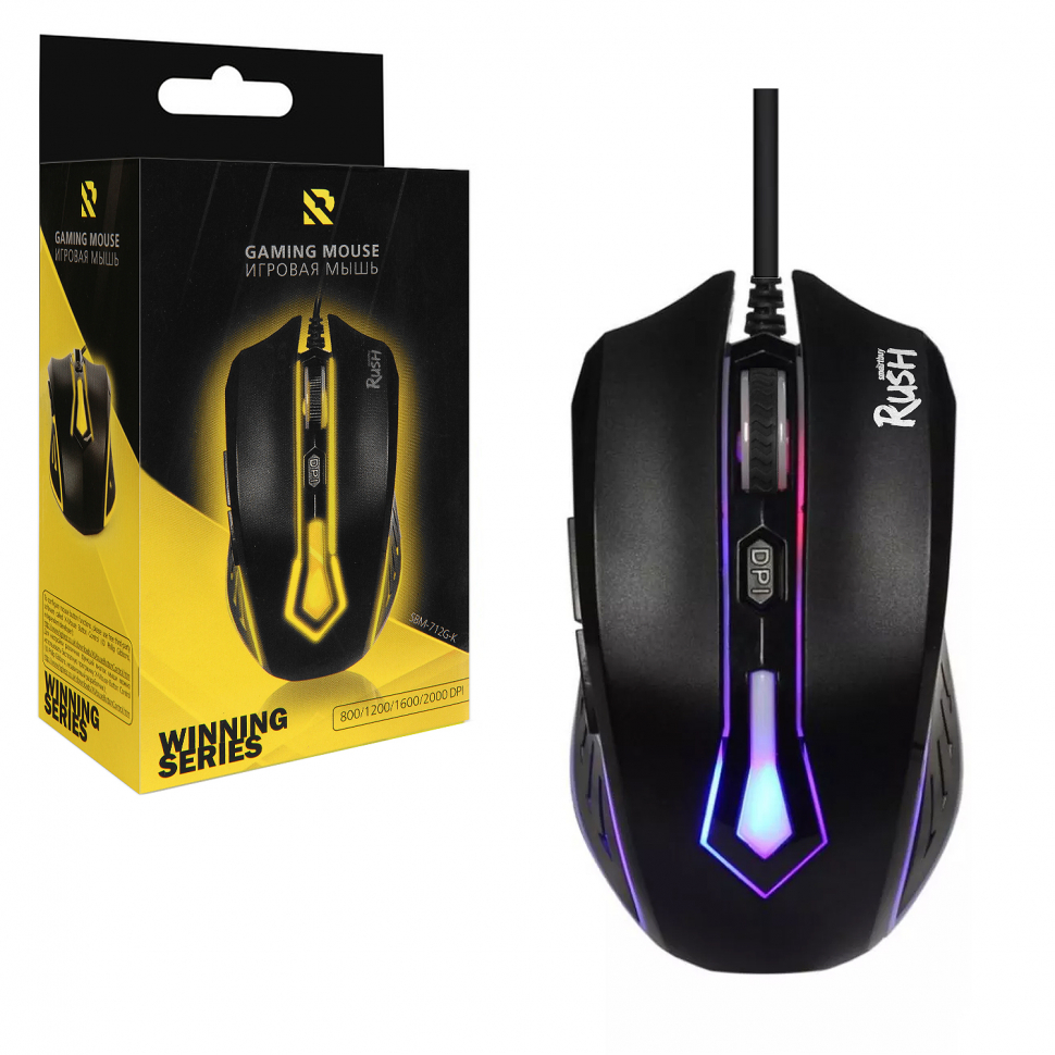 Мышь игровая проводная Smartbuy RUSH 712 черная (SBM-712G-K) /100