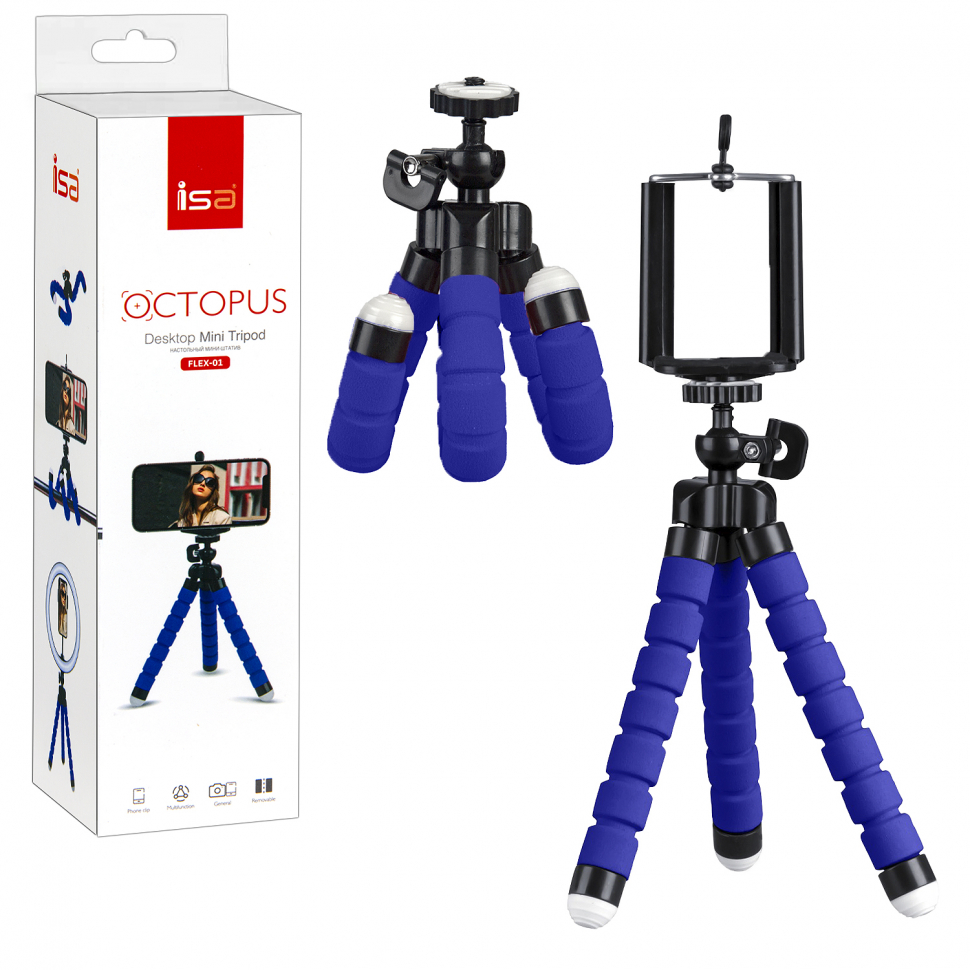 Настольный мини-штатив FLEX-01 ISA синий (200шт/кор)